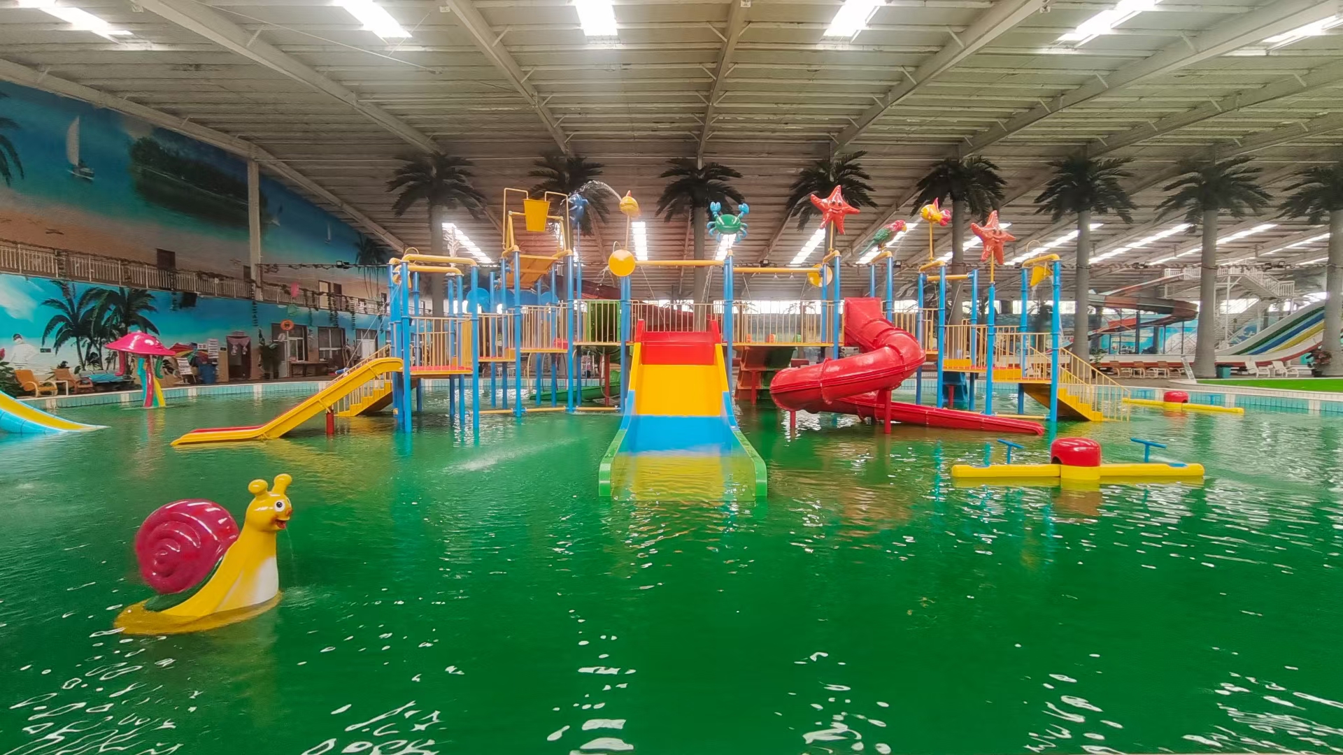 Indoor water village slide